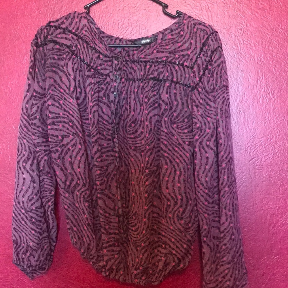 Pink and black printed top